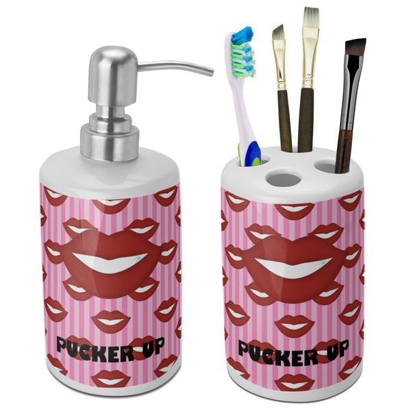 Custom Lips (Pucker Up) Ceramic Bathroom Accessories Set