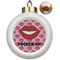 Lips (Pucker Up) Ceramic Christmas Ornament - Poinsettias (Front View)