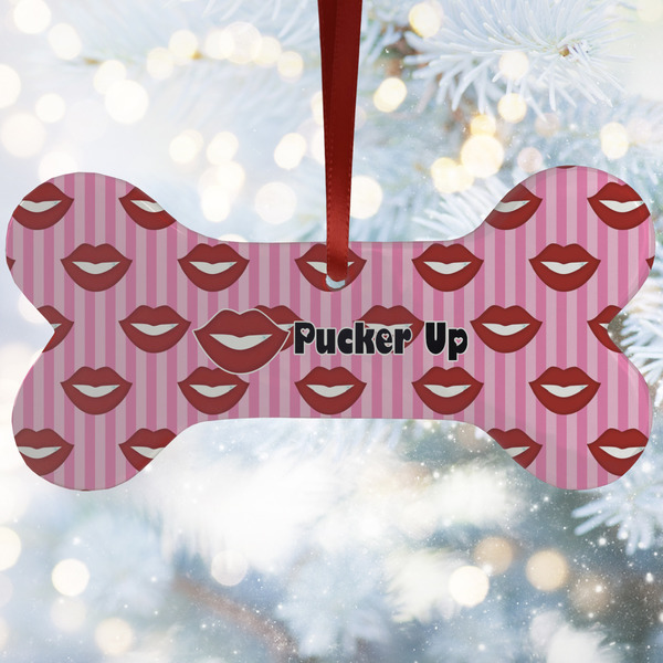 Custom Lips (Pucker Up) Ceramic Dog Ornament