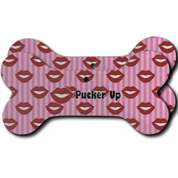 Lips (Pucker Up) Ceramic Dog Ornament - Front & Back