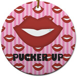 Lips (Pucker Up) Round Ceramic Ornament