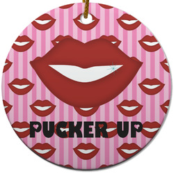 Lips (Pucker Up) Round Ceramic Ornament