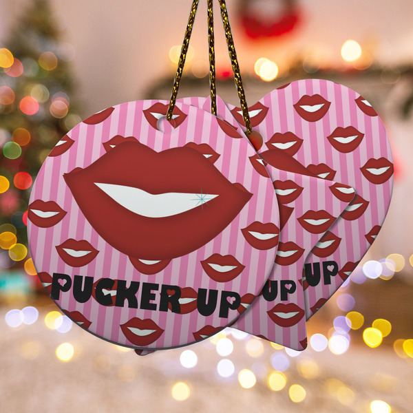 Custom Lips (Pucker Up) Ceramic Ornament