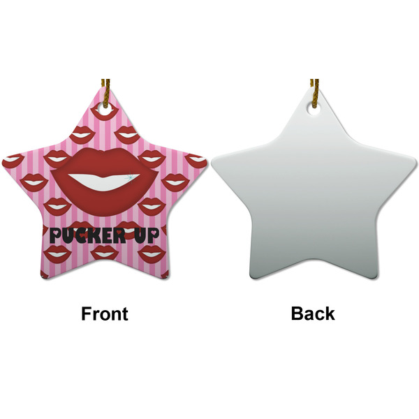 Lips (Pucker Up) Ceramic Flat Ornament - Star Front & Back (APPROVAL)
