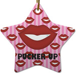 Lips (Pucker Up) Star Ceramic Ornament