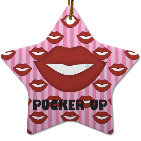 Custom Lips (Pucker Up) Star Ceramic Ornament