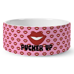 Lips (Pucker Up) Ceramic Dog Bowl - Large