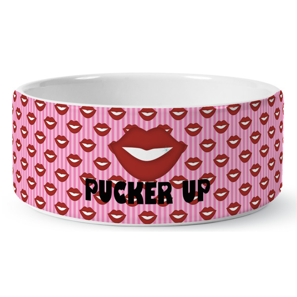 Custom Lips (Pucker Up) Ceramic Dog Bowl - Large