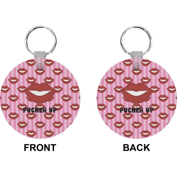 Lips (Pucker Up)  Circle Keychain (Front + Back)