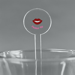Lips (Pucker Up) 7" Round Plastic Stir Sticks - Clear