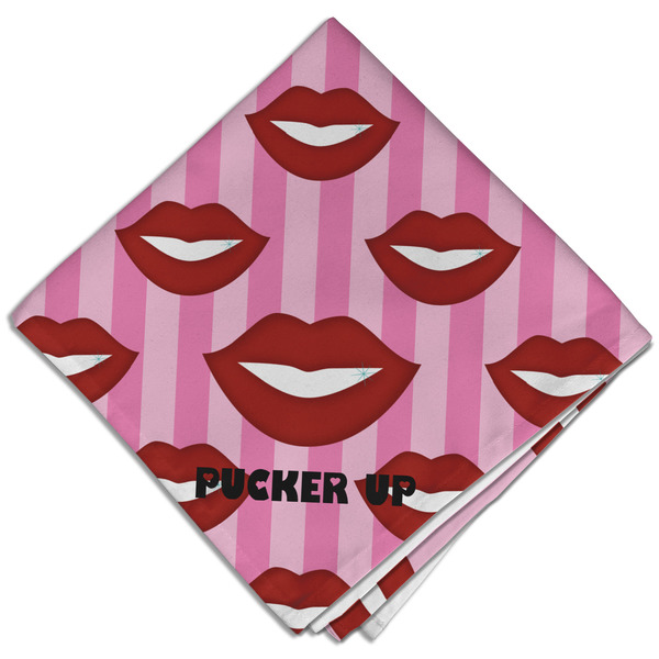 Custom Lips (Pucker Up) Cloth Dinner Napkin - Single