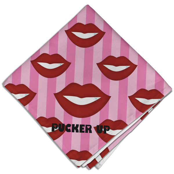 Lips (Pucker Up) Cloth Napkins - Personalized Dinner (Folded Four Corners)