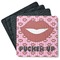 Lips (Pucker Up) Square Rubber Backed Coasters - Set of 4