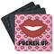 Lips (Pucker Up) Square Rubber Backed Coasters - Set of 4