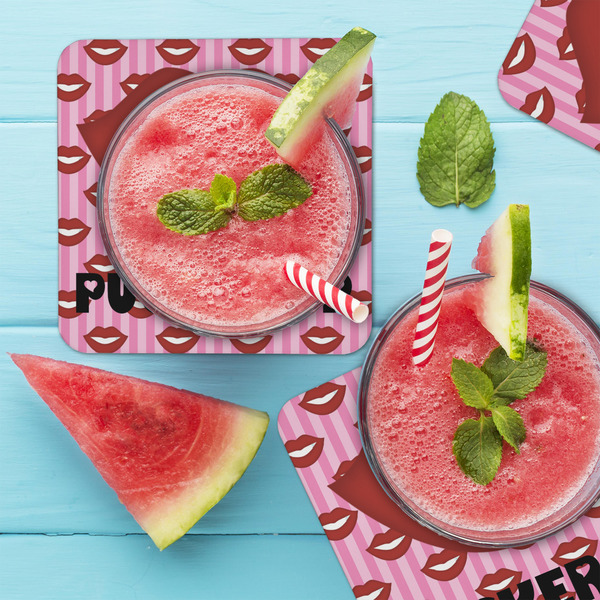 Lips (Pucker Up) Coaster Set - LIFESTYLE
