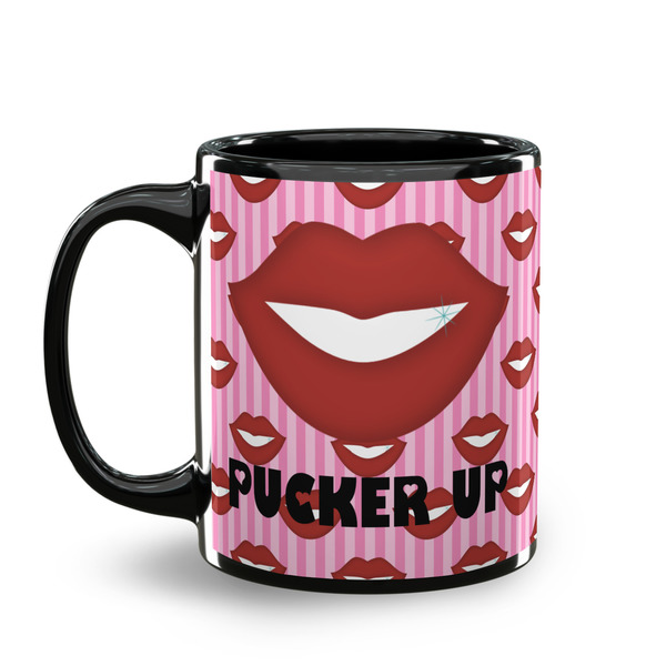 Lips (Pucker Up) Coffee Mug - 11 oz - Black