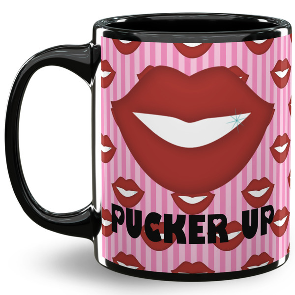 Custom Lips (Pucker Up) 11 Oz Coffee Mug - Black