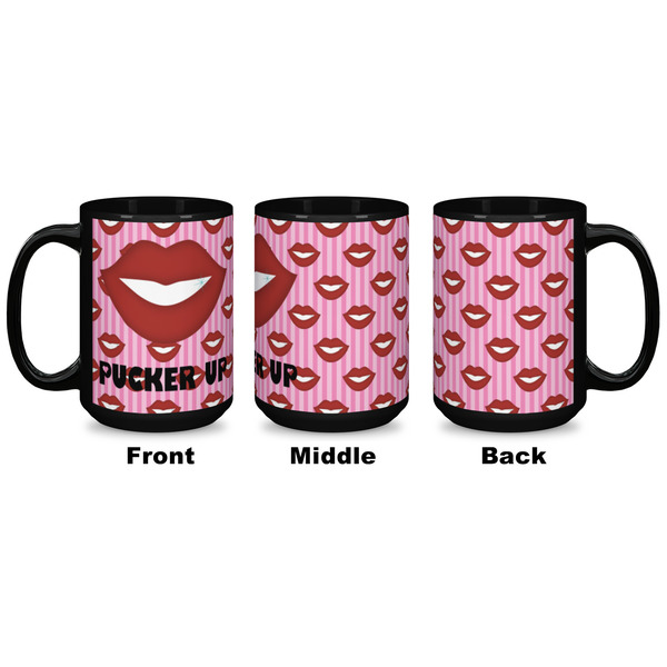 Lips (Pucker Up) Coffee Mug - 15 oz - Black APPROVAL