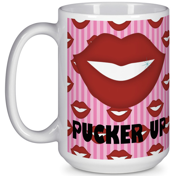 Custom Lips (Pucker Up) 15 Oz Coffee Mug - White