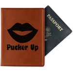 Lips (Pucker Up) Passport Holder - Faux Leather - Double Sided
