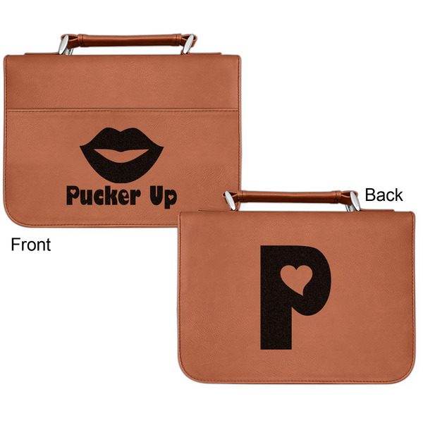 Lips (Pucker Up) Cognac Leatherette Bible Covers - Small Double Sided Apvl