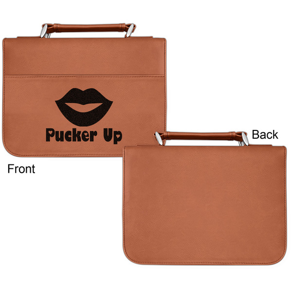 Lips (Pucker Up) Cognac Leatherette Bible Covers - Small Single Sided Apvl