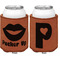 Lips (Pucker Up) Cognac Leatherette Can Sleeve - Double Sided Front and Back
