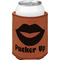 Lips (Pucker Up) Cognac Leatherette Can Sleeve - Single Front