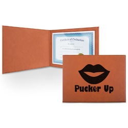 Lips (Pucker Up) Leatherette Certificate Holder - Front