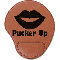 Lips (Pucker Up) Leatherette Mouse Pad with Wrist Support