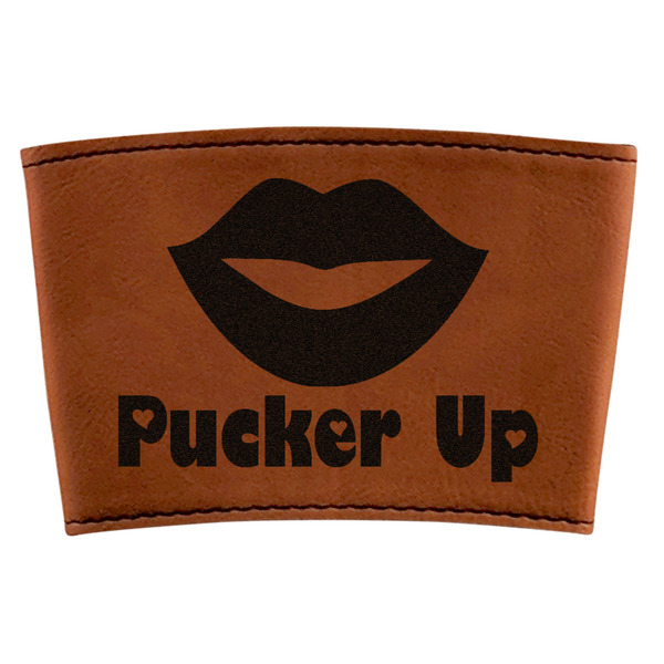 Custom Lips (Pucker Up) Leatherette Cup Sleeve