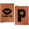 Lips (Pucker Up) Cognac Leatherette Portfolios with Notepad - Large - Double Sided - Apvl