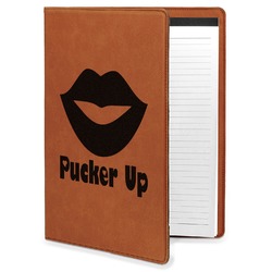 Lips (Pucker Up) Leatherette Portfolio with Notepad
