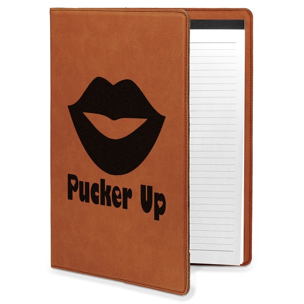 Custom Lips (Pucker Up) Leatherette Portfolio with Notepad - Large - Double Sided