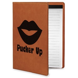 Lips (Pucker Up) Leatherette Portfolio with Notepad - Small - Double Sided