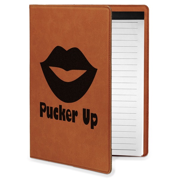 Custom Lips (Pucker Up) Leatherette Portfolio with Notepad - Small - Single Sided
