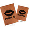 Lips (Pucker Up) Cognac Leatherette Portfolios with Notepads - Compare Sizes