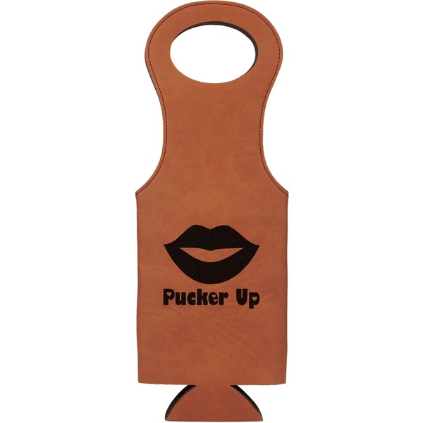 Custom Lips (Pucker Up) Leatherette Wine Tote - Single Sided
