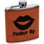 Lips (Pucker Up) Leatherette Wrapped Stainless Steel Flask