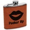 Lips (Pucker Up) Cognac Leatherette Wrapped Stainless Steel Flask