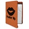 Lips (Pucker Up) Cognac Leatherette Zipper Portfolios with Notepad - Main