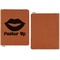 Lips (Pucker Up) Cognac Leatherette Zipper Portfolios with Notepad - Single Sided - Apvl