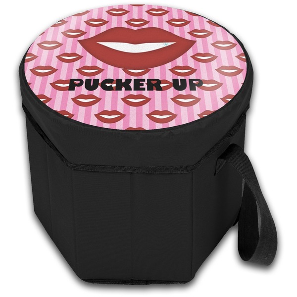 Lips (Pucker Up)  Collapsible Personalized Cooler & Seat (Closed)