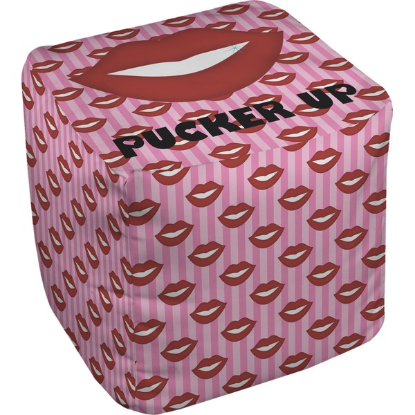 Custom Lips (Pucker Up) Cube Pouf Ottoman - 18"
