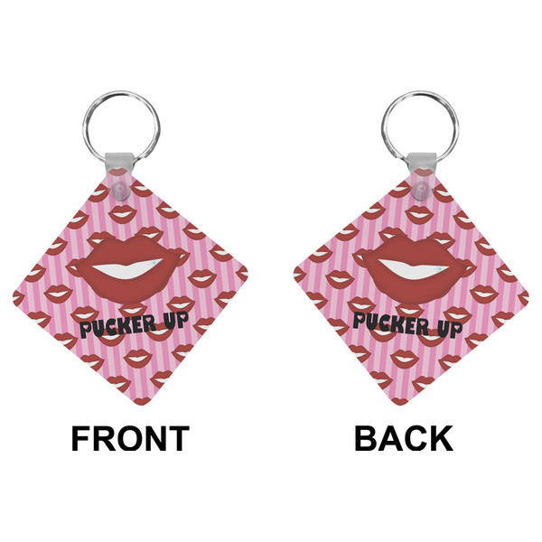 Lips (Pucker Up)  Diamond Keychain (Front + Back)