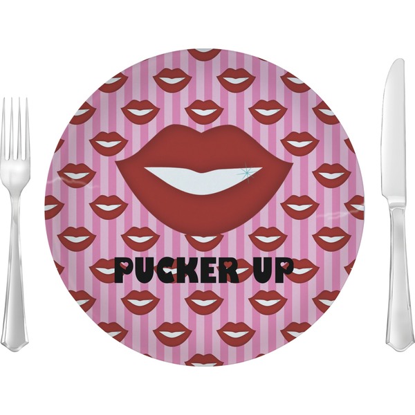 Custom Lips (Pucker Up) 10" Glass Lunch / Dinner Plates - Single or Set