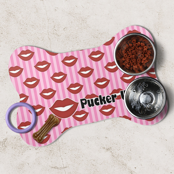 Lips (Pucker Up) Dog Bone Shaped Mat Lifestyle