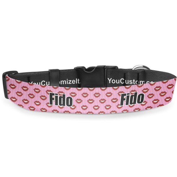 Custom Lips (Pucker Up) Deluxe Dog Collar - Large (13" to 21")