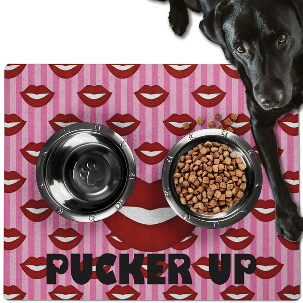 Custom Lips (Pucker Up) Dog Food Mat - Large