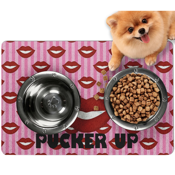 Custom Lips (Pucker Up) Dog Food Mat - Small